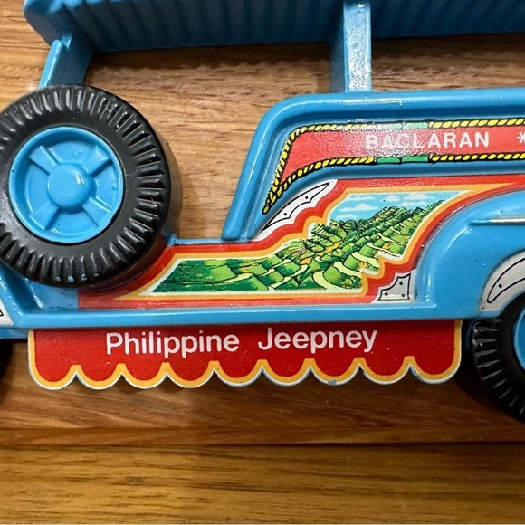 Vintage 1982 Philippine Jeepney 3D Wood Mounted Blue WWIl Jeep Memorabilia - Picture 2 of 7